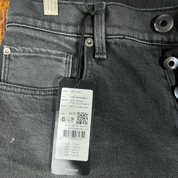 NWT G-Star Men's Charcoal Slim Jeans - Picture 4 of 5